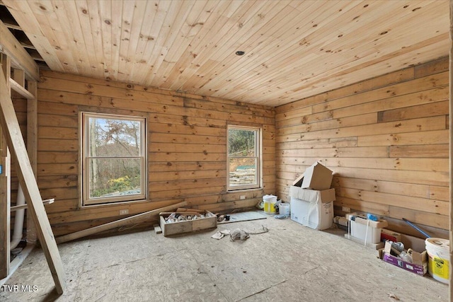 interior space with wood ceiling