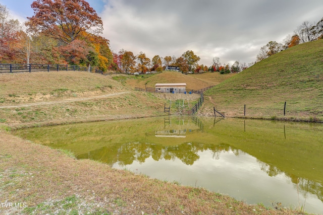 property view of water with a rural view