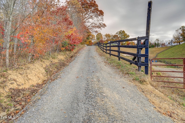 view of street with a rural view