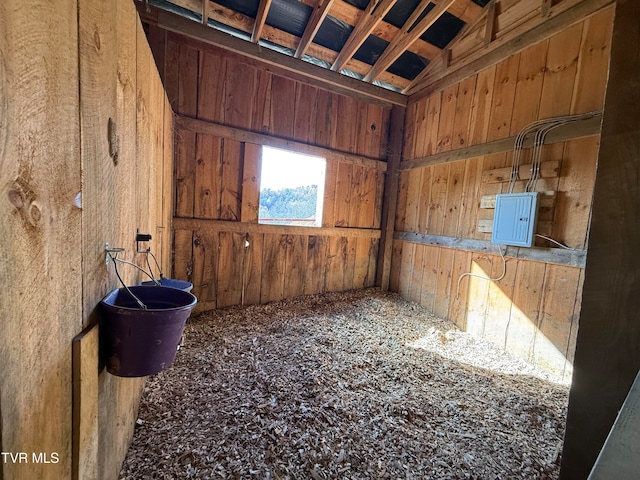 view of horse barn with electric panel