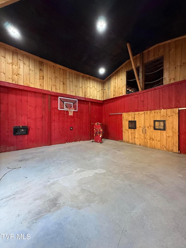 interior space with wood walls