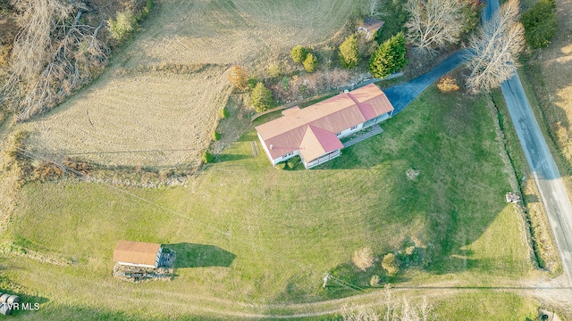 drone / aerial view with a rural view