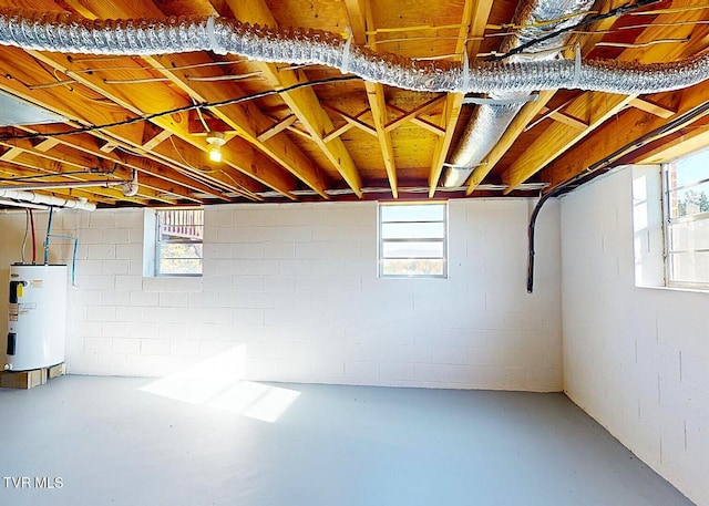 basement featuring water heater