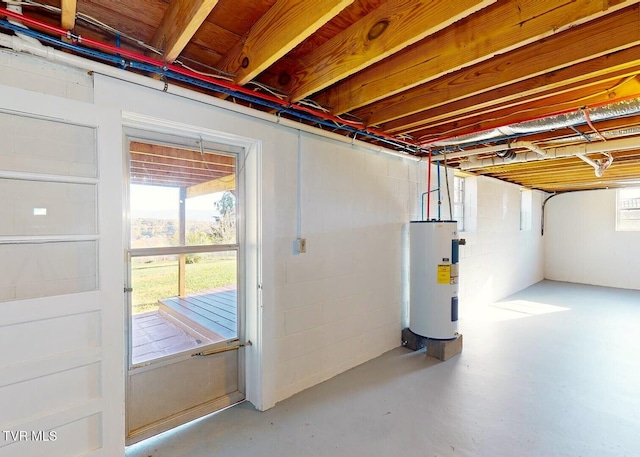 basement with water heater