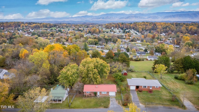 bird's eye view with a mountain view