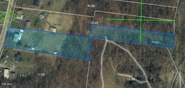 939 Muddy Creek Rd, Piney Flats, TN 37686 - aerial overview of property's location with property parcel outlined
