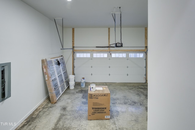 garage with a garage door opener