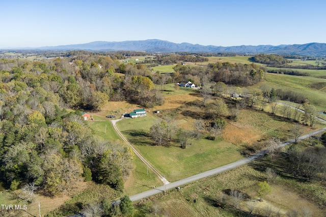 aerial view with a mountain view and a rural view