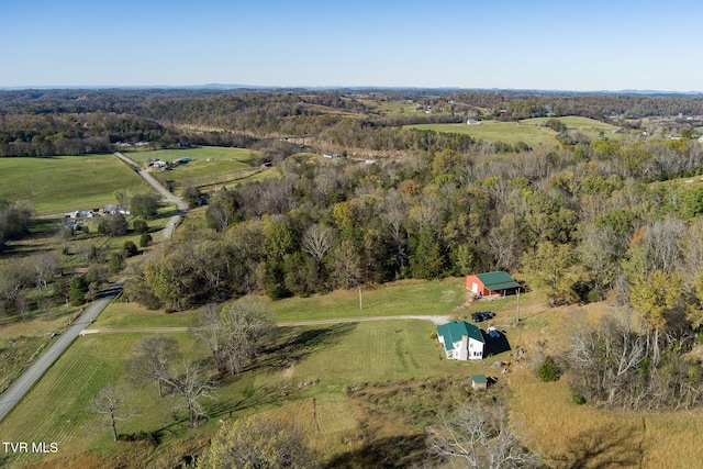 drone / aerial view with a rural view