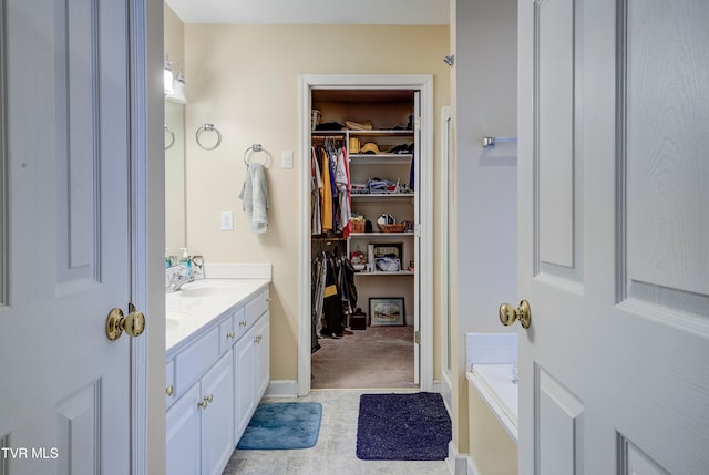 bathroom featuring a bath and vanity