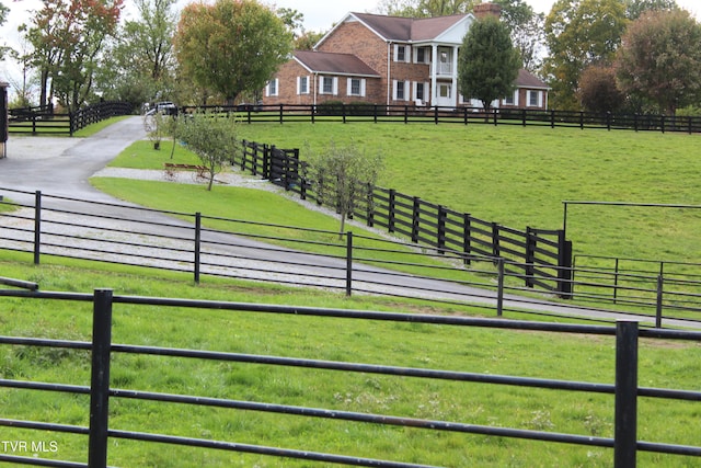 exterior space with a rural view