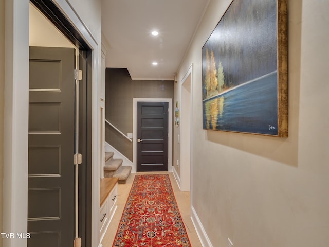 175 Deer Ridge Ct, Butler, TN 37640 - hall with baseboards, stairway, and recessed lighting