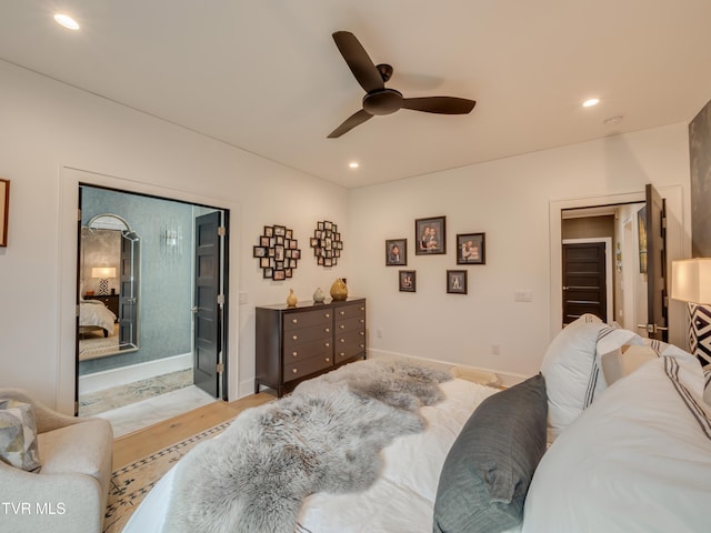 175 Deer Ridge Ct, Butler, TN 37640 - bedroom with recessed lighting, wood finished floors, a ceiling fan, and baseboards