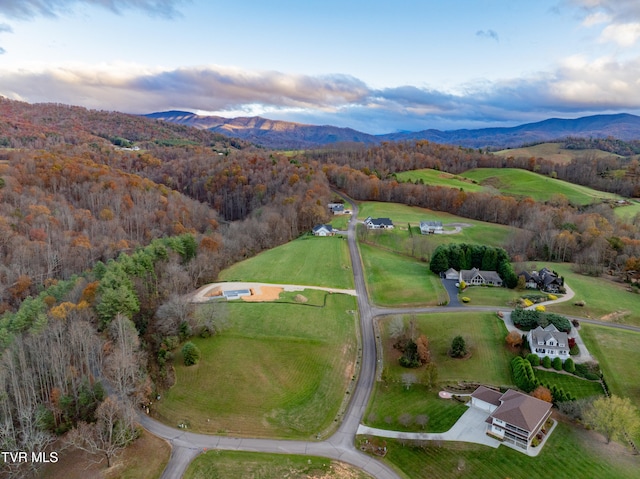 bird's eye view featuring a mountain view