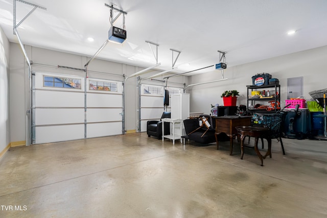 garage with a garage door opener