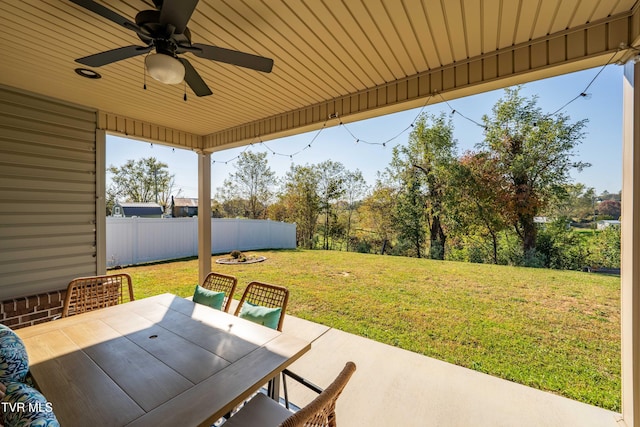 view of patio / terrace with ceiling fan