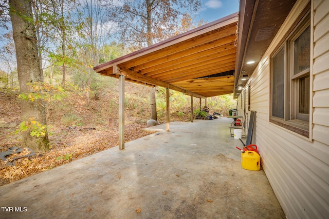 view of patio featuring a carport