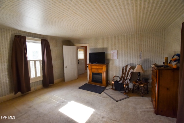 living room with light carpet