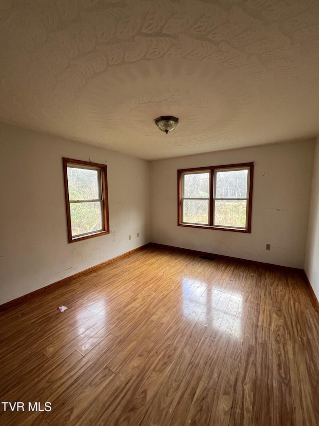 unfurnished room with a wealth of natural light and light wood-type flooring