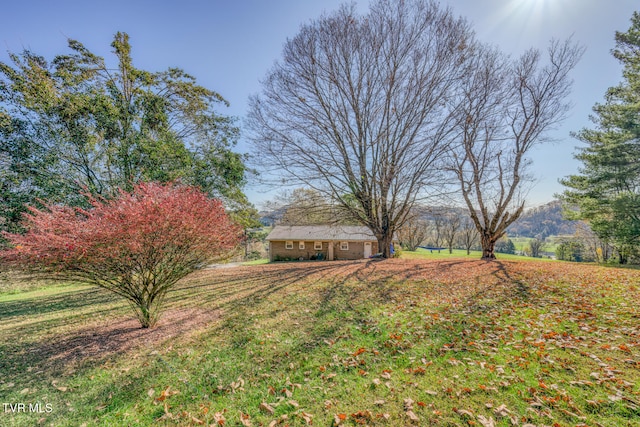 view of yard with a mountain view