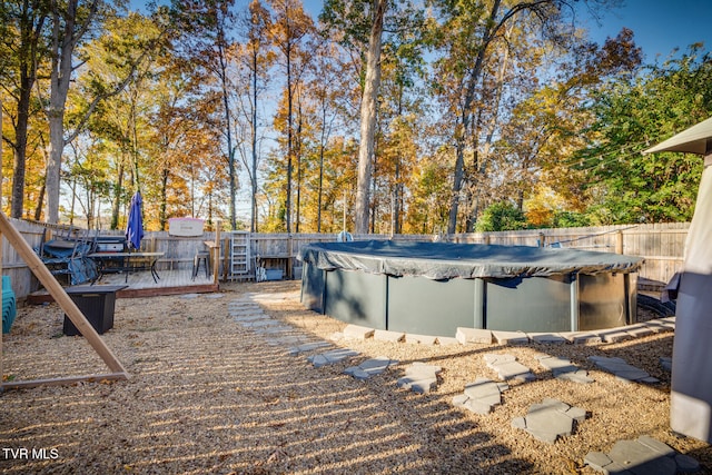 exterior space featuring a wooden deck