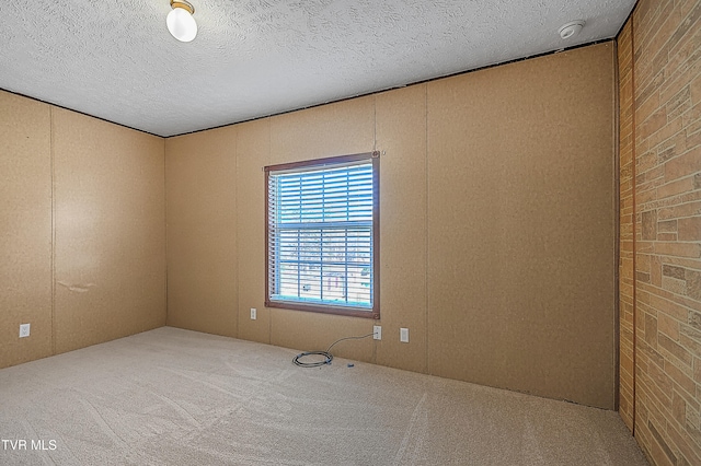 carpeted spare room with a textured ceiling