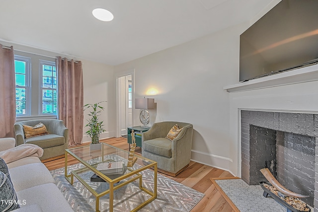 living room with light wood-type flooring