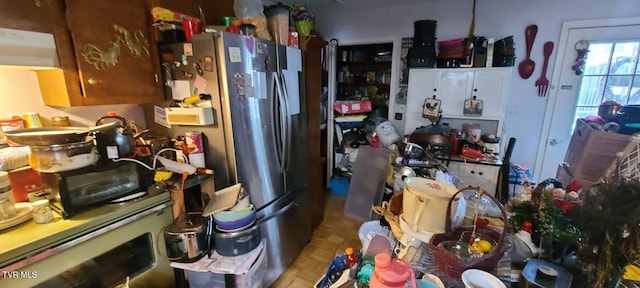 kitchen with stainless steel fridge