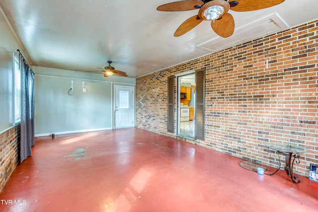 interior space featuring ceiling fan