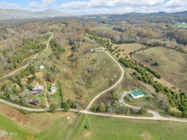 drone / aerial view with a mountain view