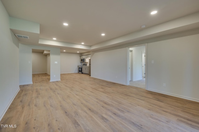 unfurnished living room with light hardwood / wood-style flooring