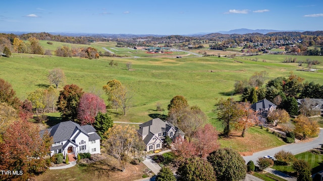 drone / aerial view featuring a mountain view