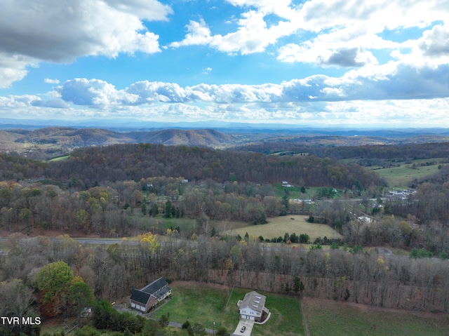 bird's eye view with a mountain view