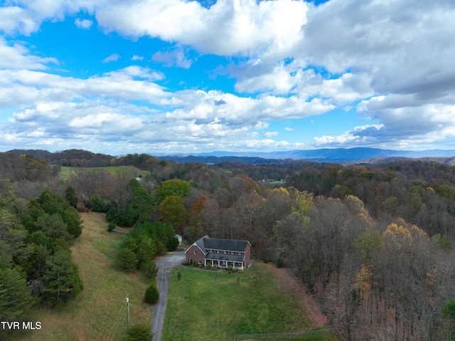 aerial view with a mountain view