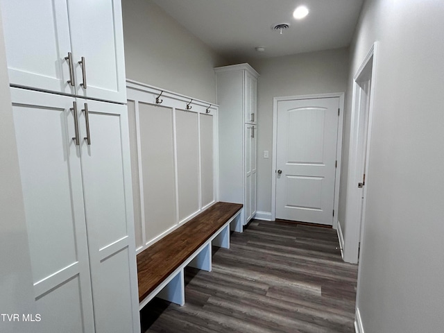 mudroom featuring dark hardwood / wood-style flooring