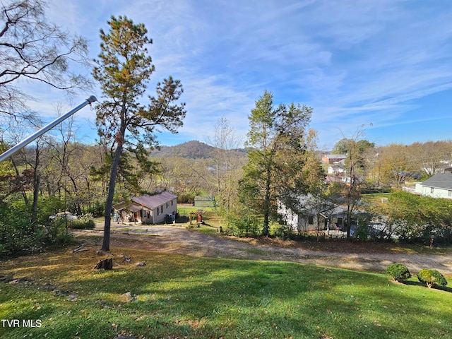 view of yard with a mountain view