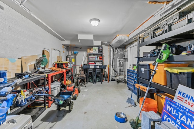 garage featuring gas water heater