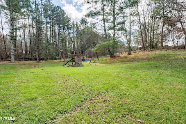 view of yard featuring a playground