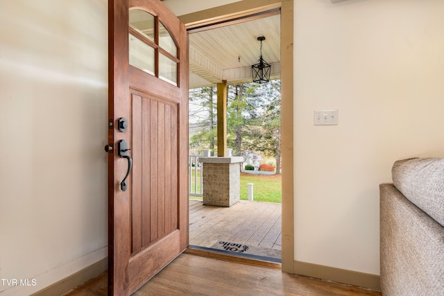 entryway with light hardwood / wood-style flooring