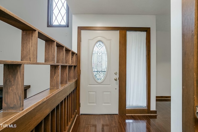 foyer with dark wood-type flooring