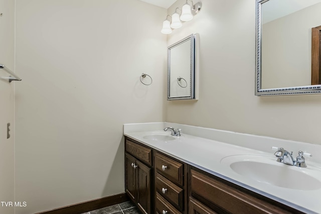 bathroom with tile patterned floors and vanity