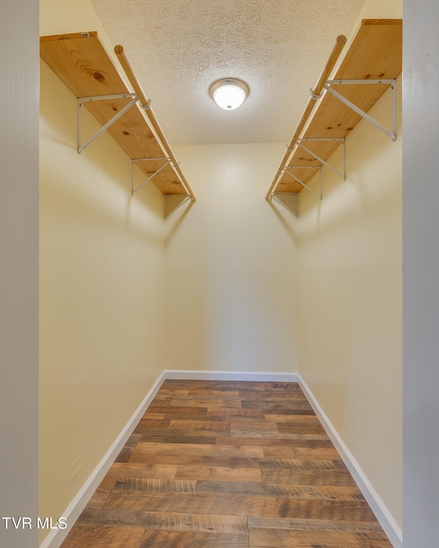 walk in closet featuring dark hardwood / wood-style floors