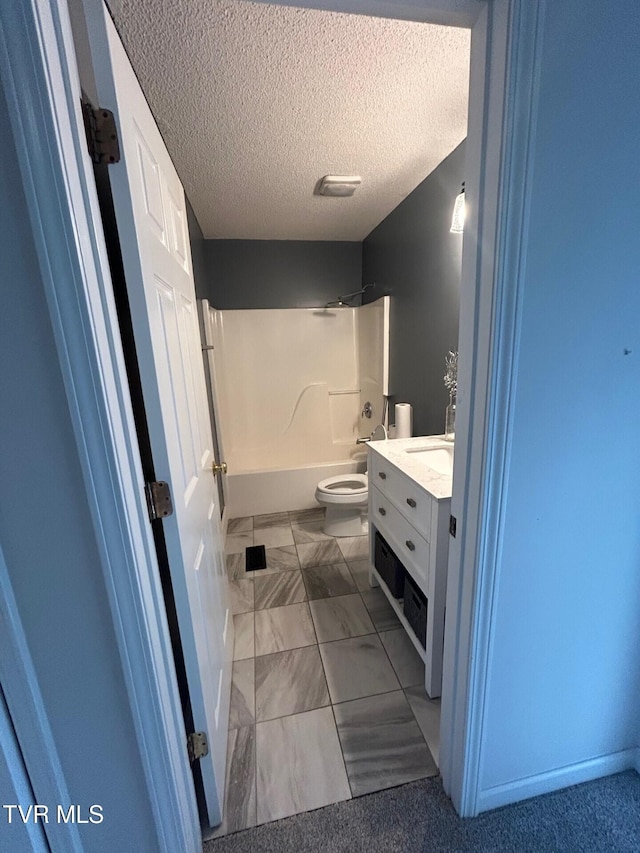 152 Gray Station Rd Unit 18, Gray, TN 37615 - full bathroom featuring tub / shower combination, vanity, a textured ceiling, and marble finish floors