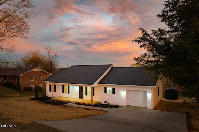 ranch-style home with a garage