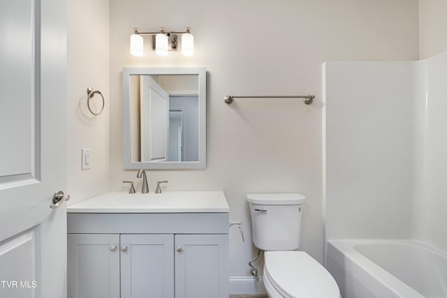 full bathroom with vanity, toilet, and tub / shower combination