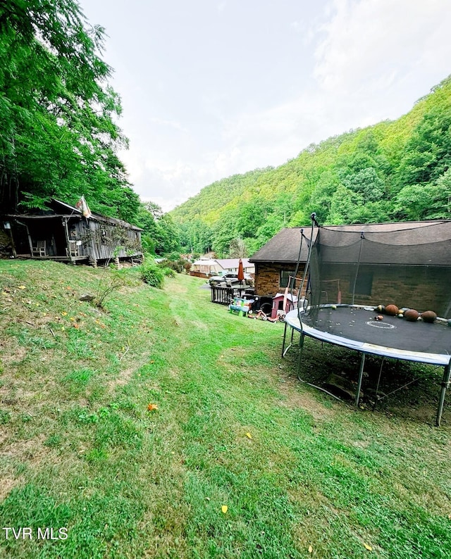 view of yard featuring a trampoline