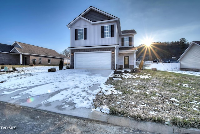 front facade with a garage