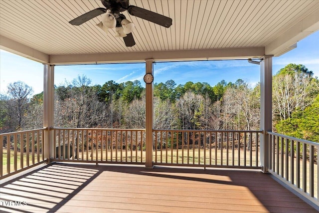 deck featuring ceiling fan