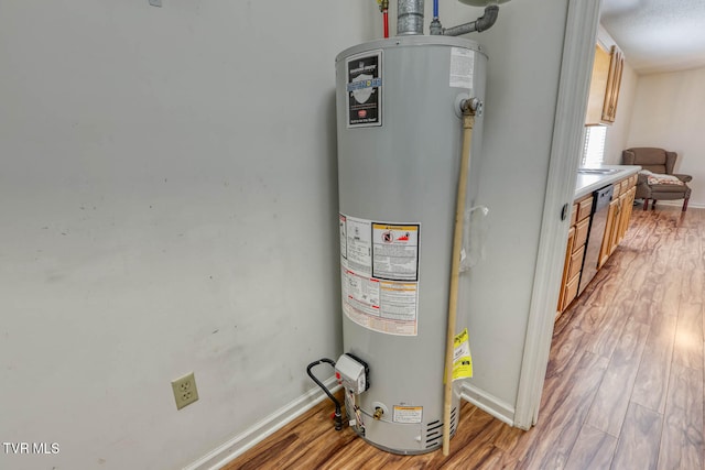 utility room featuring water heater