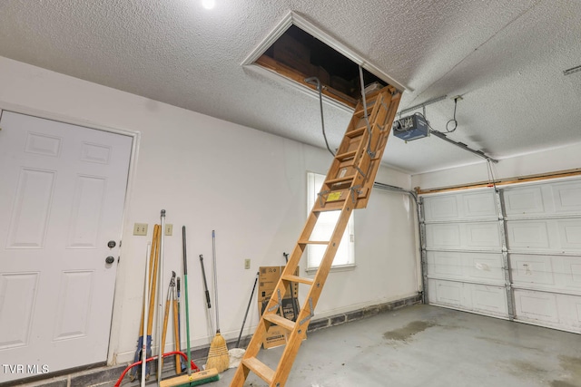 garage with a garage door opener